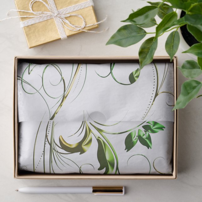 Papier Mousseline Vignes vert jaune (Cadeau)