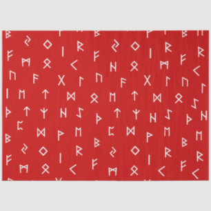 Papier Mousseline Viking Runes sur l'Arrière - plan rouge