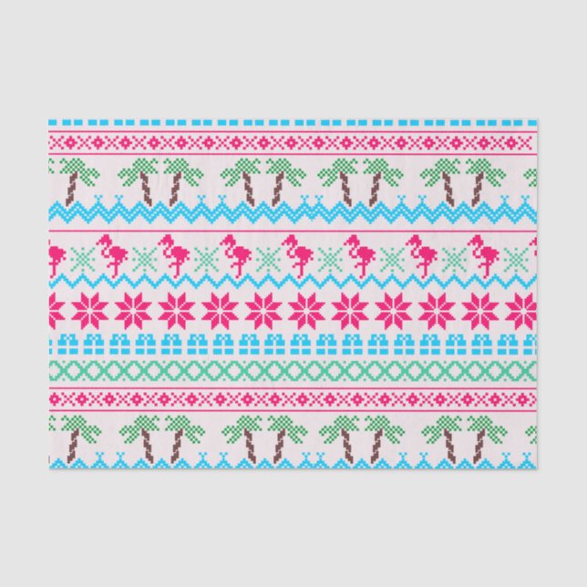 Papier Mousseline Vilain Flamant rose tropical de Noël (Recto)