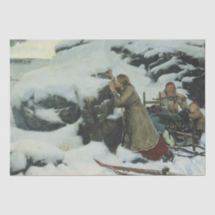 Papier Mousseline Village brûlé en hiver (par Albert Edelfeue)