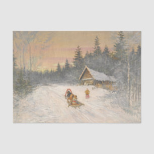 Papier Mousseline Village russe en neige par Konstantin Korovin