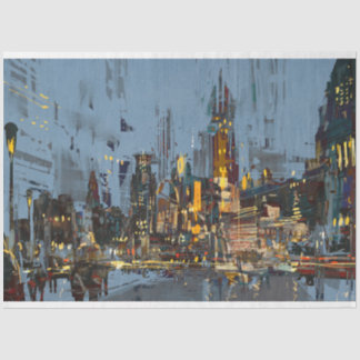 Papier Mousseline Ville peinte de nuit