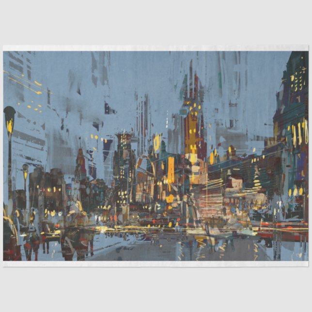 Papier Mousseline Ville peinte de nuit (Recto)