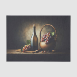 Papier Mousseline Vin et raisins Peinture à vie morte Découpage