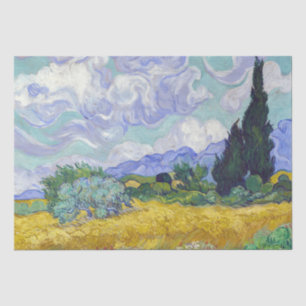 Papier Mousseline Vincent Van Gogh - Champ de blé avec cyprès