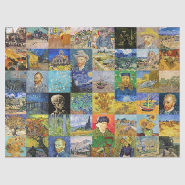 Papier Mousseline Vincent van Gogh - chefs-d'oeuvre Mosaic Patchwork (Recto)
