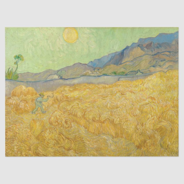 Papier Mousseline Vincent van Gogh - Wheatfield avec une Faucheuse (Recto)