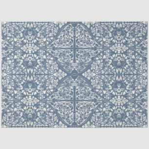 Papier Mousseline Vins floraux arabesques Découpage LG ivoire bleu