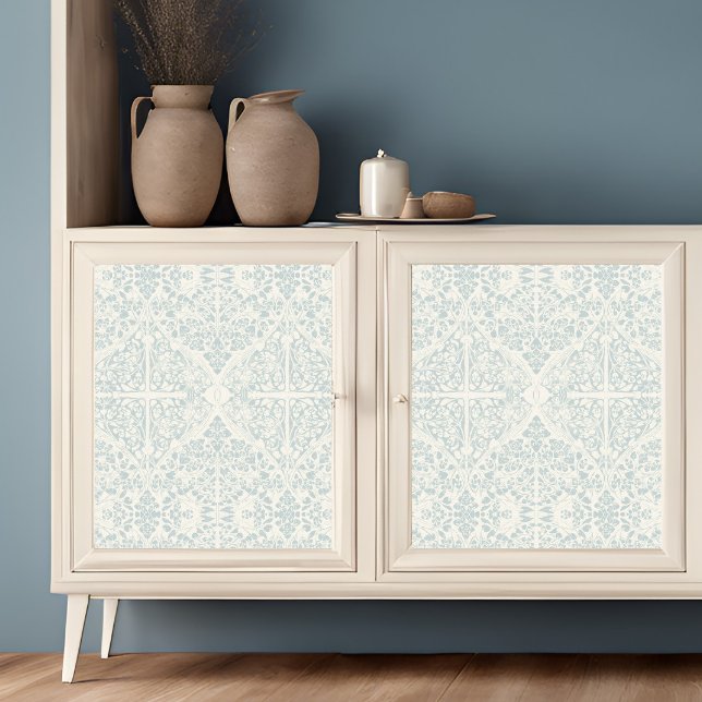 Papier Mousseline Vins floraux arabesques Découpage LG ivoire bleu (Créateur téléchargé)