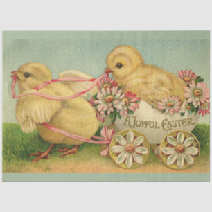 Papier Mousseline Vintage 2 Poulets Vacances de Pâques