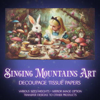 Papier Mousseline Vintage Alice in Wonderland Tea Party Decoupage