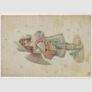 Papier Mousseline Vintage ange bébé avec jouets