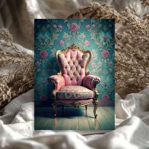 Papier Mousseline Vintage baroque shabby chic fauteuil rose rose