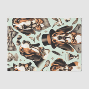 Papier Mousseline Vintage Basset Hound sans joint
