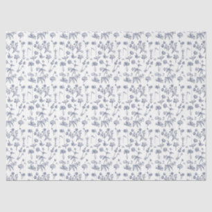 Papier Mousseline Vintage Blue Floral Fleur sauvage Motif de jardin