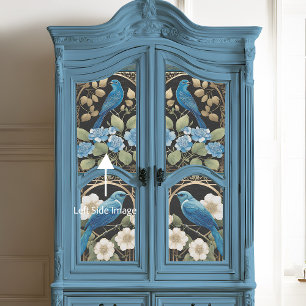 Papier Mousseline Vintage Blue Hydrangea Bird Art Nouveau Ephemera