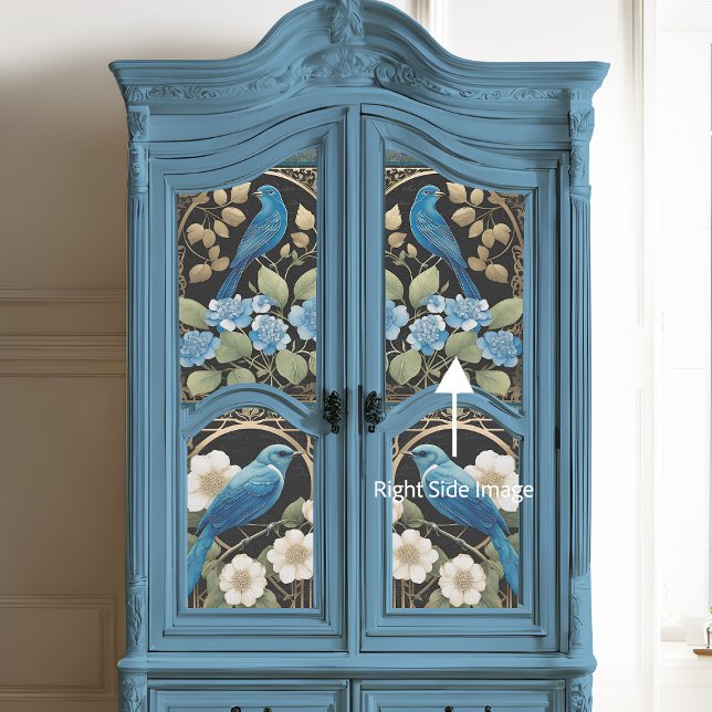 Papier Mousseline Vintage Blue Hydrangea Bird Art Nouveau Ephemera (Créateur téléchargé)