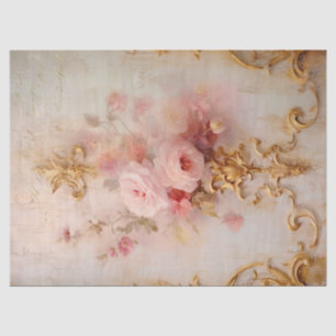 Papier Mousseline Vintage blush anglais rose ornements baroques or