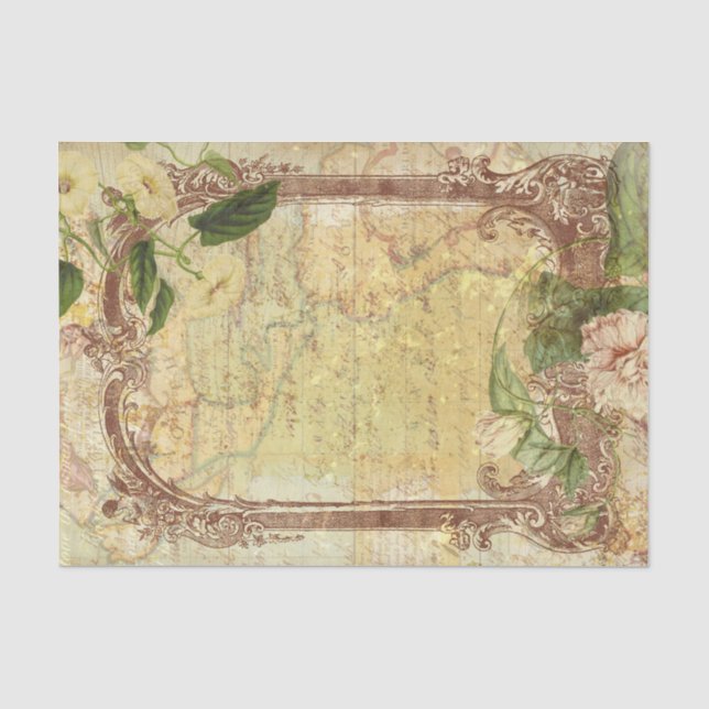 Papier Mousseline Vintage cadre floral (Recto)