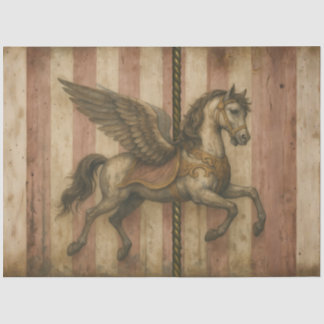 Papier Mousseline Vintage Carousel Horse Pegasus | Antique Carnival 