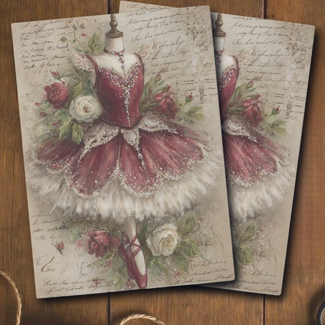 Papier Mousseline Vintage Christmas Floral Ballerina Decoupage (Créateur téléchargé)
