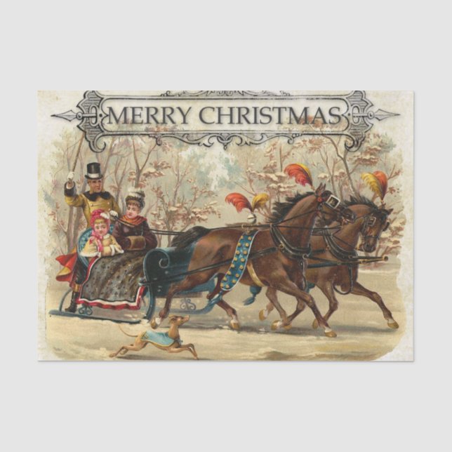 Papier Mousseline Vintage Christmas Horse Carriage Ride (Recto)