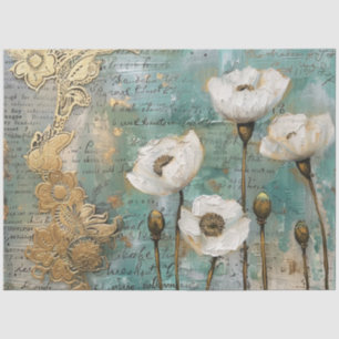 Papier Mousseline Vintage classique Pépites blanches rustiques Decou