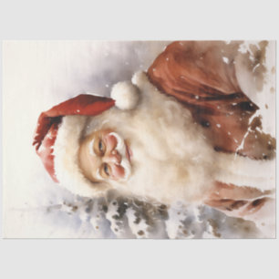 Papier Mousseline Vintage classique Père Noël souriant dans la forêt