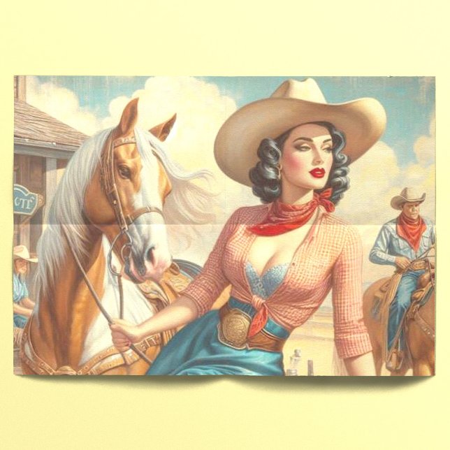 Papier Mousseline Vintage Cowgirl (Créateur téléchargé)
