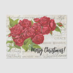 Papier Mousseline Vintage de Noël victorien Bouquet de Rose rouge