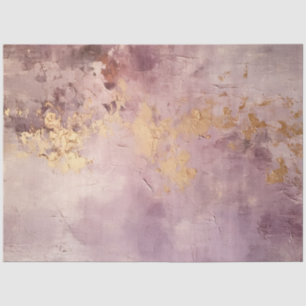 Papier Mousseline Vintage feuille d'or mauve et pourpre