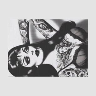Papier Mousseline Vintage fille Goth tatouée