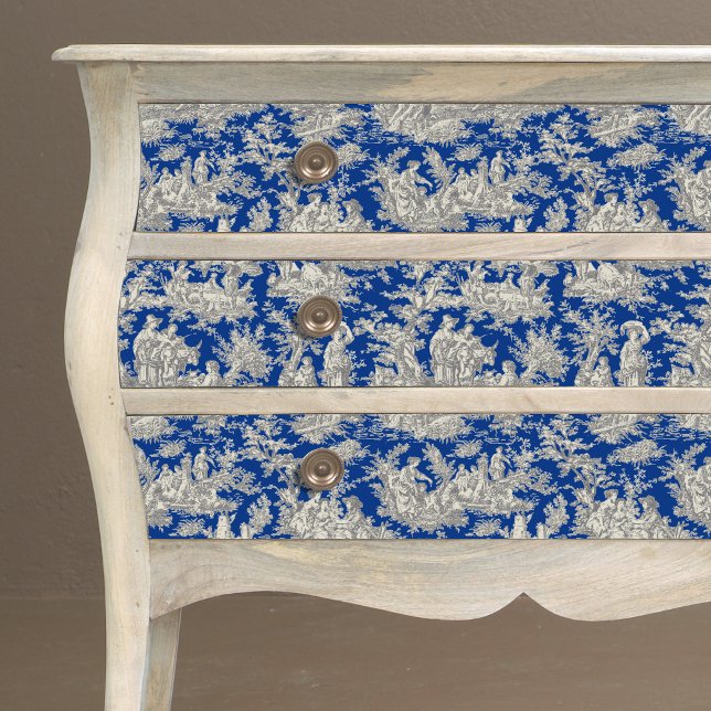 Papier Mousseline Vintage floral bleu foncé toile de jouy (Créateur téléchargé)