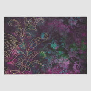Papier Mousseline Vintage Gold Floral Grunge Damask