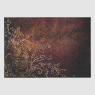 Papier Mousseline Vintage Gold Floral Grunge Damask