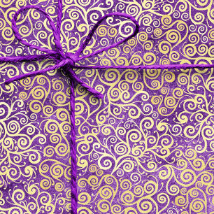 Papier Mousseline Vintage Gold Flûtes Motif Fille violet Fée