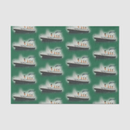 Papier Mousseline Vintage Green Titanic Ship Noël