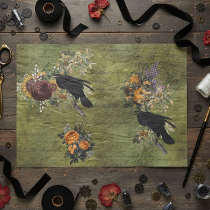 Papier Mousseline Vintage Halloween Raven Découpage Victorienne