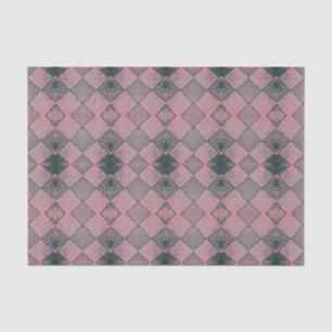 Papier Mousseline Vintage Harlequin Diamond Rose Motif noir