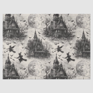 Papier Mousseline Vintage Haunted House et sorcier Toile Motif
