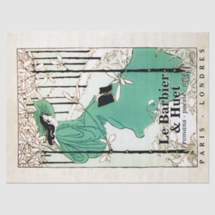 Papier Mousseline Vintage Lady Lecture d'un livre Français Librairie