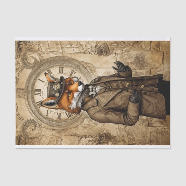 Papier Mousseline Vintage Majestic Steampunk Fox (Recto)