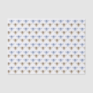 Papier Mousseline Vintage Miel Abeille Bleu et Or