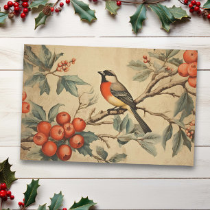Papier Mousseline Vintage Noël Chanson d'oiseau