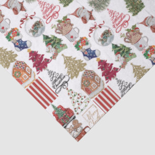 Papier Mousseline Vintage Noël Collage   Cadeau de vacances Retro