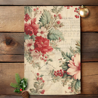 Papier Mousseline Vintage Noël Floral Ephémère Découpage