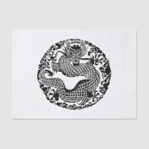 Papier Mousseline Vintage noir blanc tissu de la fête du dragon asia