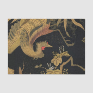 Papier Mousseline Vintage Phoenix Gold Black Bird japonais