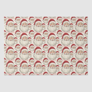 Papier Mousseline Vintage Retro souriant visage Père Noël