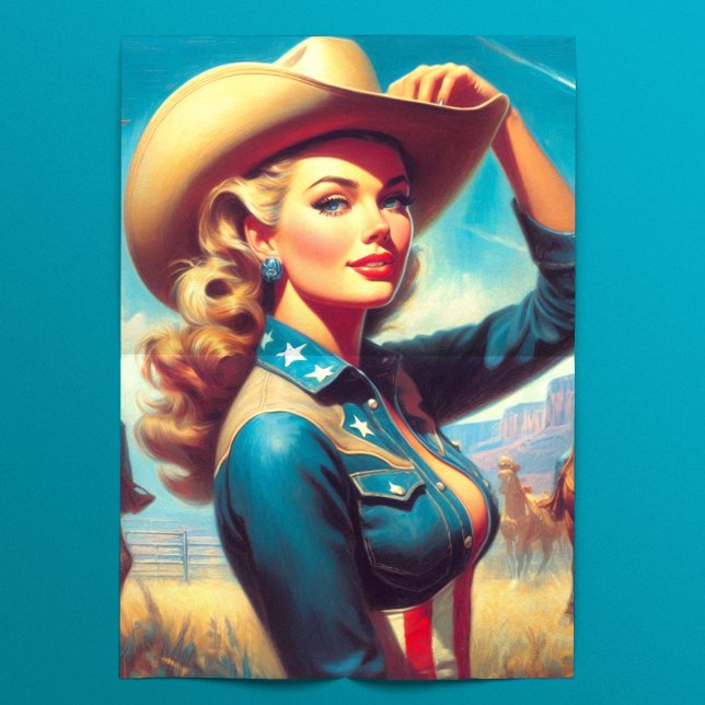 Papier Mousseline Vintage Rodeo Pin-up (Créateur téléchargé)